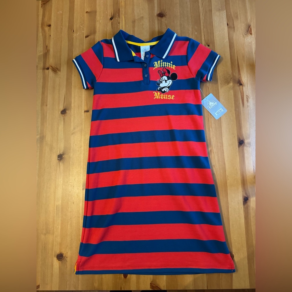 NWT! Minnie Mouse Striped Polo Kids Dress size 11/12